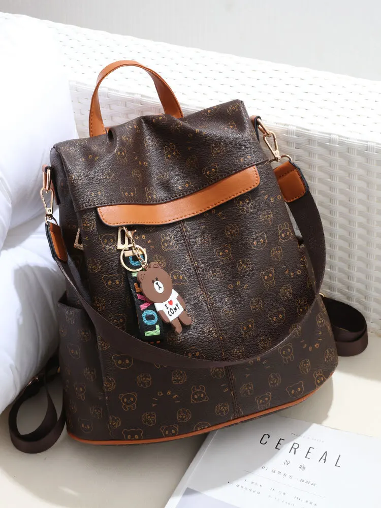 Backpack Leather 2024 New Fashion Trend Versatile Women's Anti-Theft Bag Travel Backpack