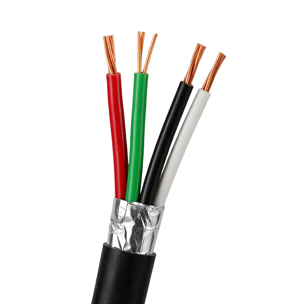 4-Core Stranded 0.7mm 24AWG TPU/PVC Insulated Copper Coiled Power Cable IP65 Rated for Overhead Building & Heating Applications