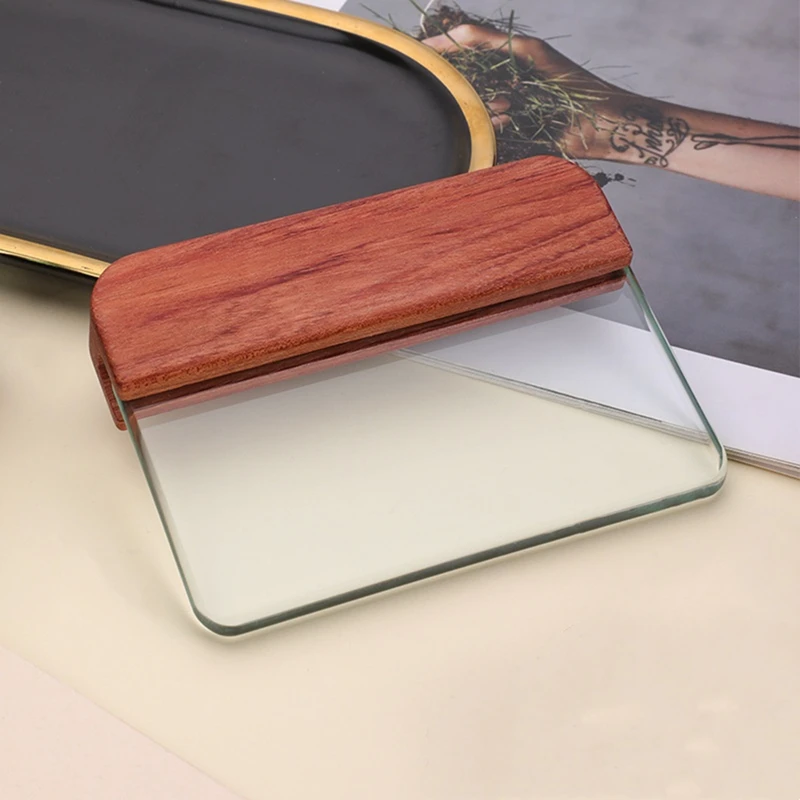 Jas Hujan Kaca Kerajinan Kulit untuk Kulit Pemoles, Alat Pemoles Kulit dengan Pegangan Rosewood Alat Kerja Kulit