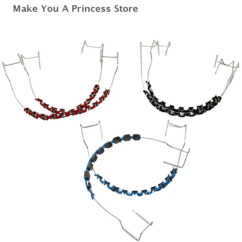 1Pair Dental Metal Braces Archwire Without Hooks Metal Bracket And Orthodontic Ligature Ties Colorful Temporary Tooth Decoration