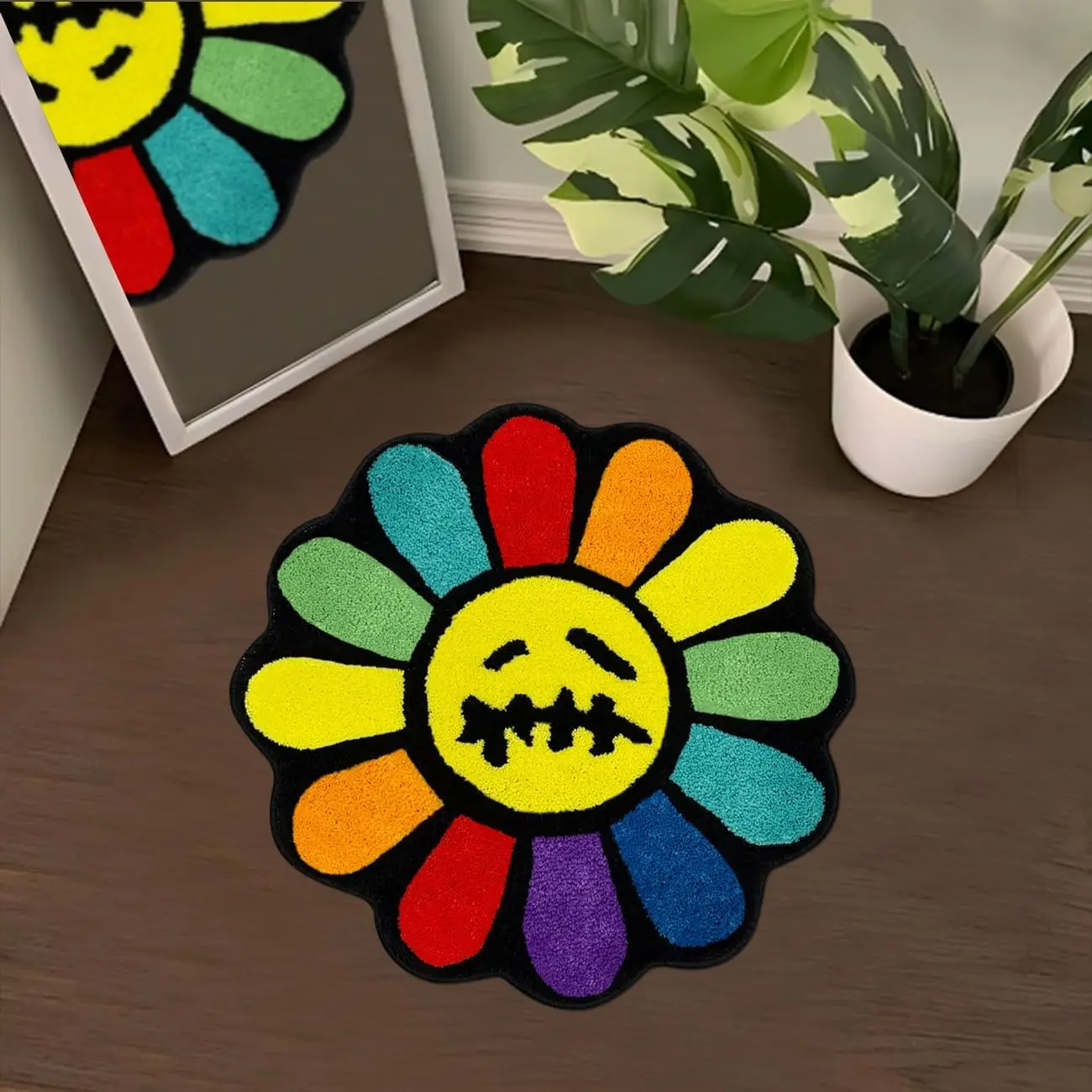 VIKAMA Gothic Zonnebloem Antislip Vloermat Absorberend Badkamer Woonkamer Slaapkamer Nachtkastje Tapijt Huis Decoratief Tapijt