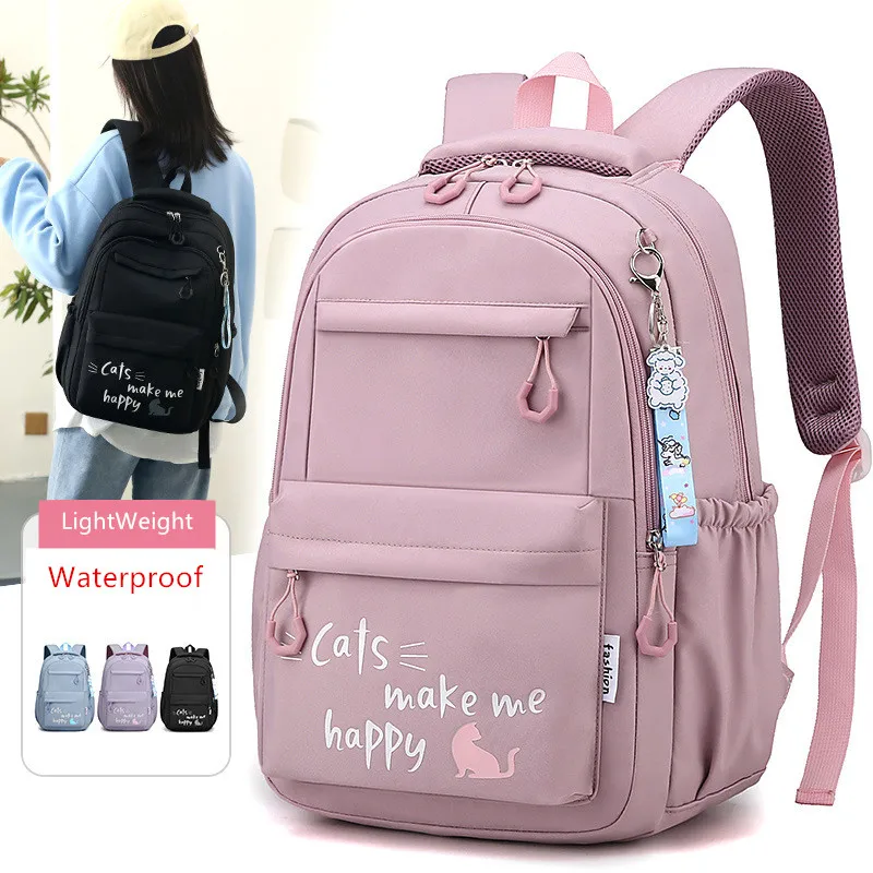 Fengdong Kawaii school Backpack for Girls cute School Bags Waterproof bookbag Teens College Student Large Travel Shoulder Bag