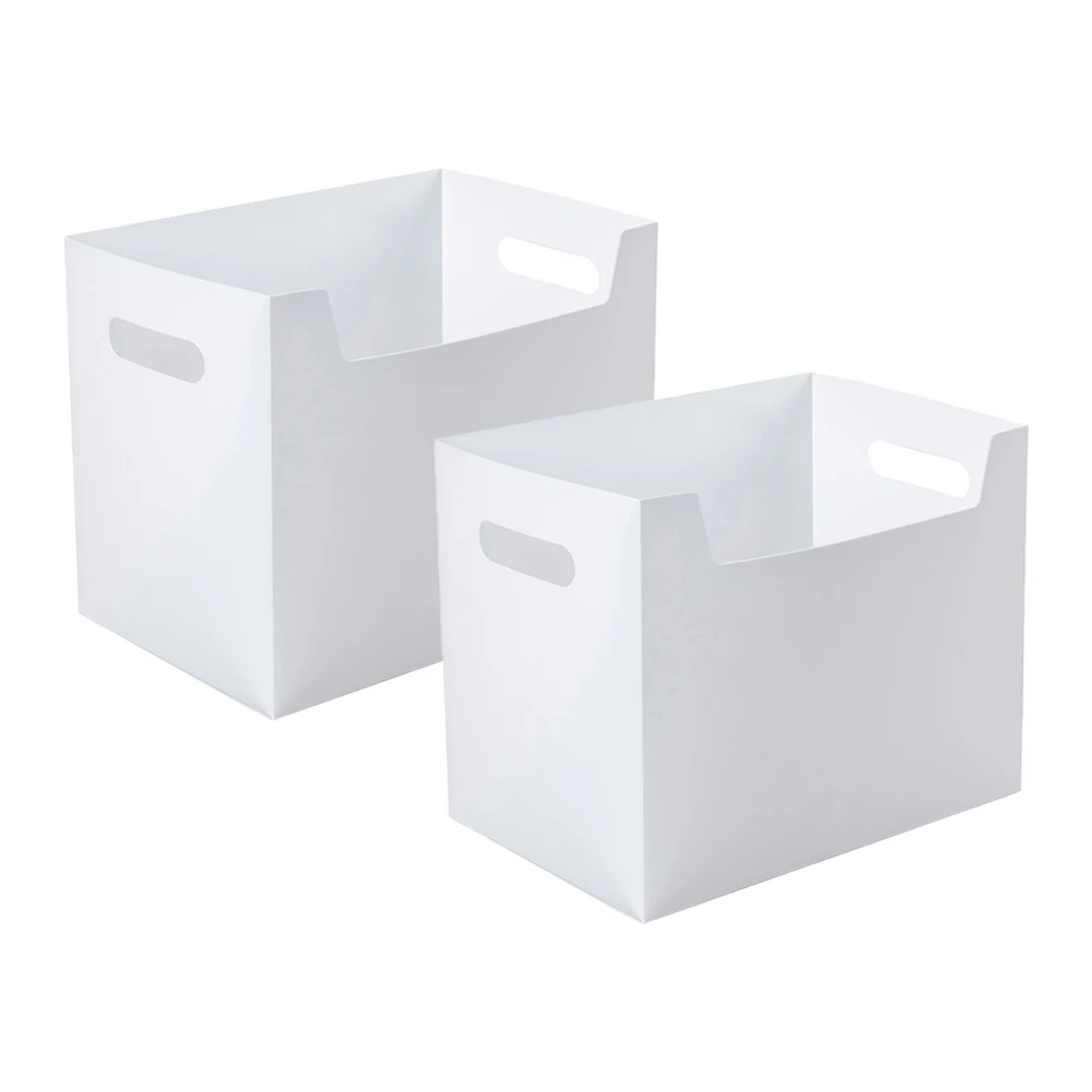 2pcs Storage Boxes Dual-Handle Book Organizers Household Plastic Containers Desktop Adornment File Holders Home