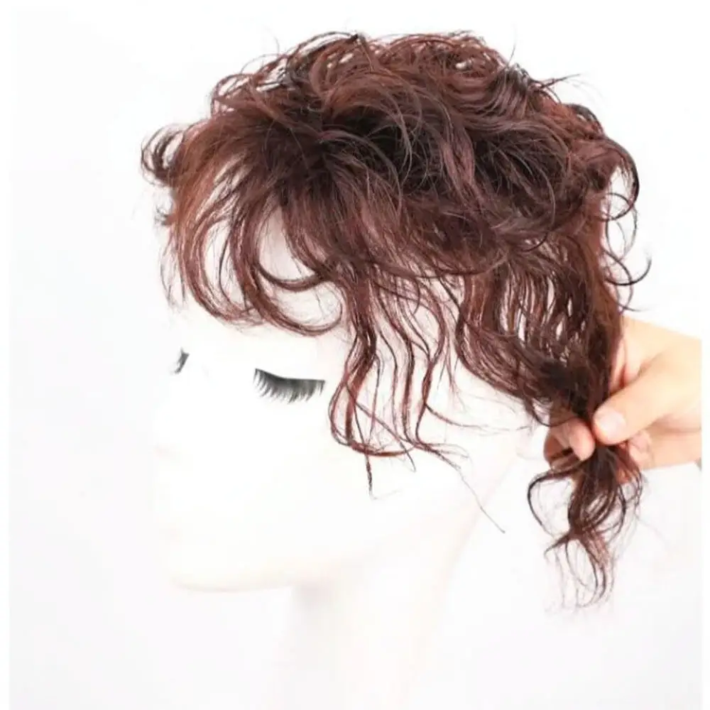 Invisible Hair Topper For Women Short Curly Synthetic Hairpiece Lightweight Comfortable Breathable Base Wiglet