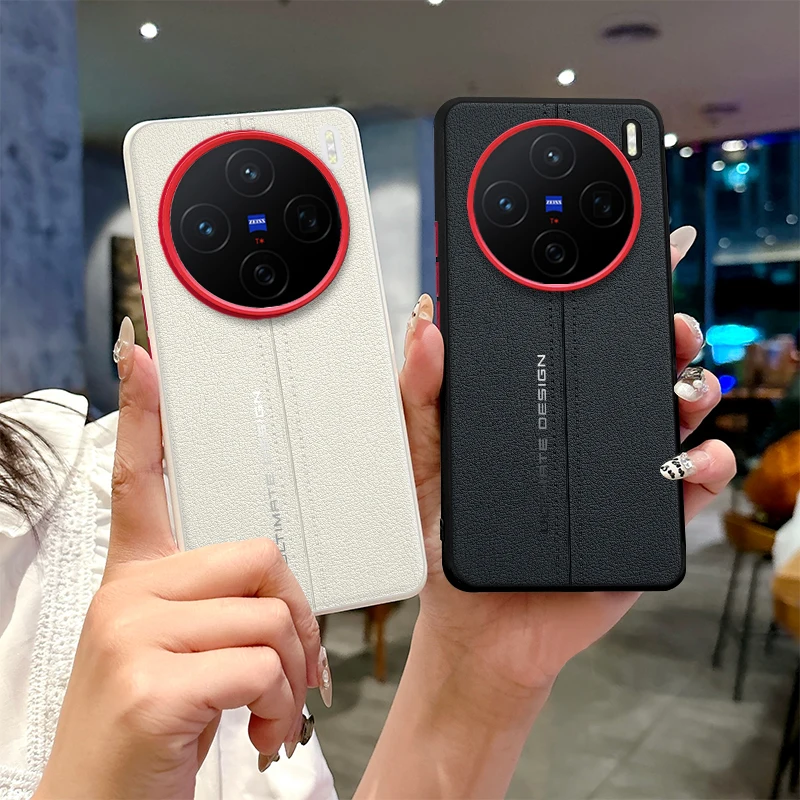 

For Vivo X200 X200S Pro Mini Ultra Case Luxury Leather Gold Armor Red Circle Lens Back Cover For Vivo X200Ultra 5G Bumper Funda