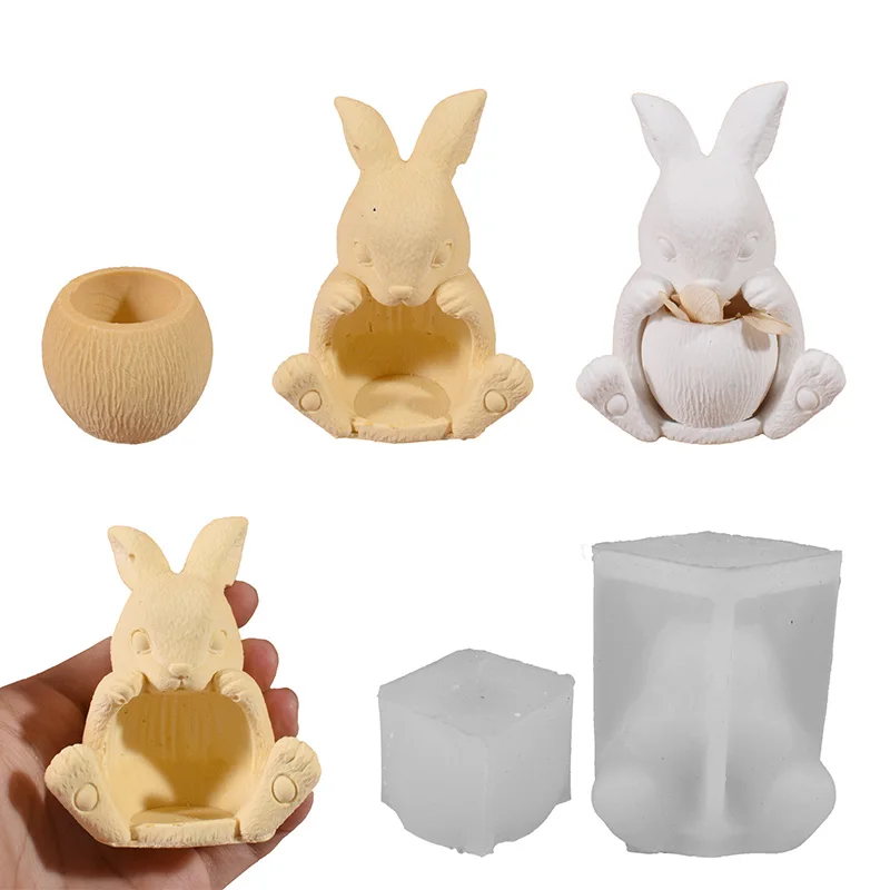 

Simulated Rabbit Striped Candle Holder Silicone Mold DIY Aromatherapy Drip Plaster Mold Cake Dessert Silicone Mold Home Decora