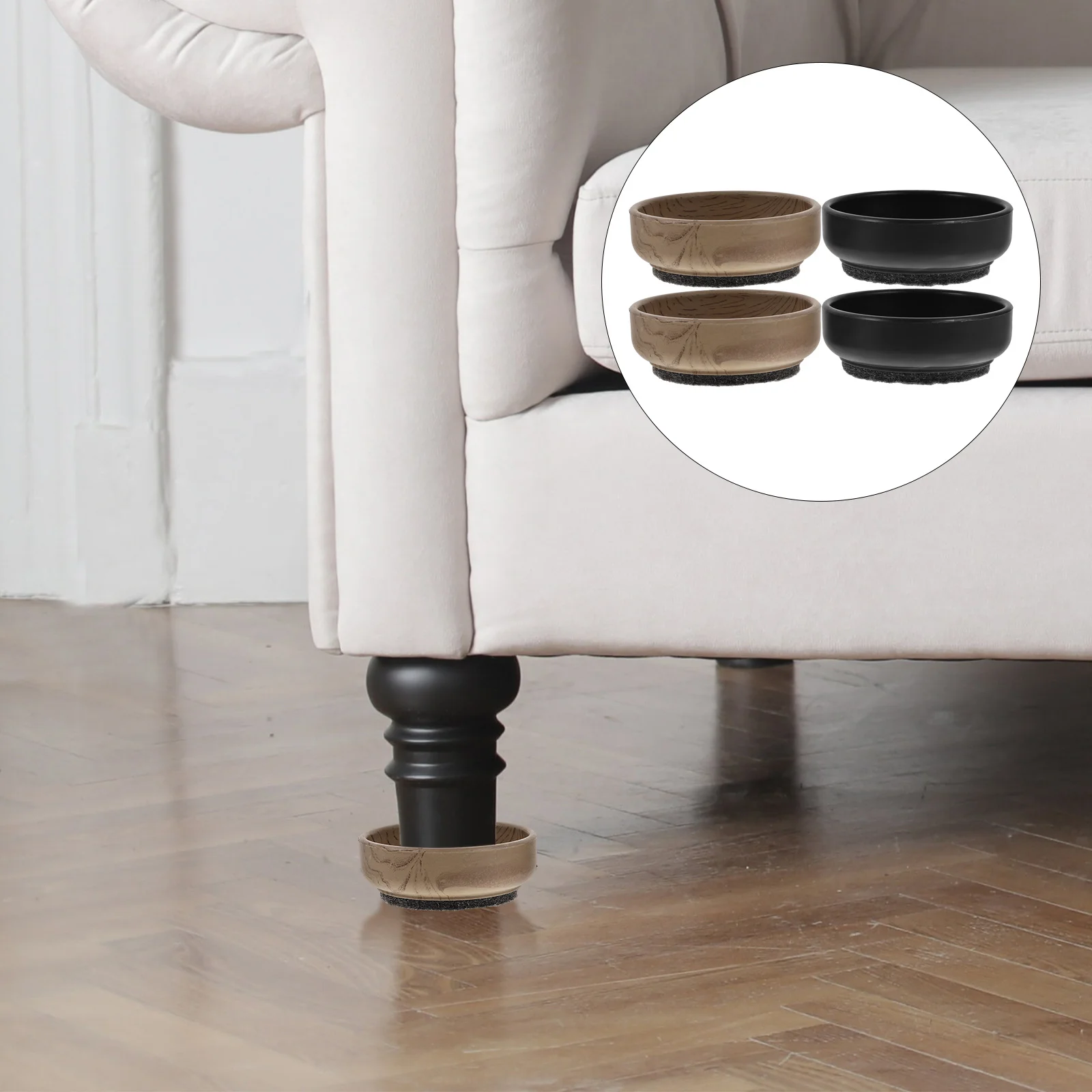 

4Pcs Wood Grain Furniture Leg Pads Wear Resistant Non-Slip Table Chair Legs Floor Protectors Shock Absorption Scratch Resistant