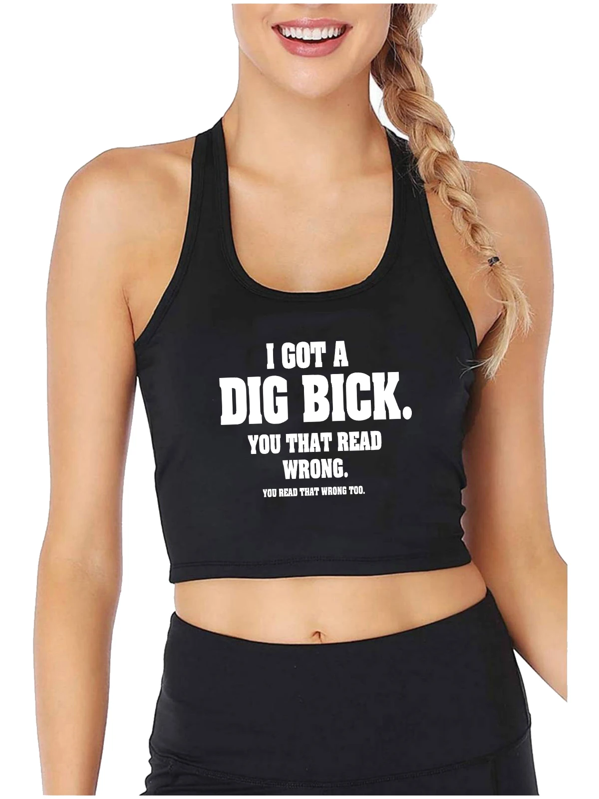 Penis Cock Pun Reading Test Design Sexy Slim Fit Crop Top Hotwife Fun Flirty Cotton Tank Tops Swinger Naughty Training Camisole