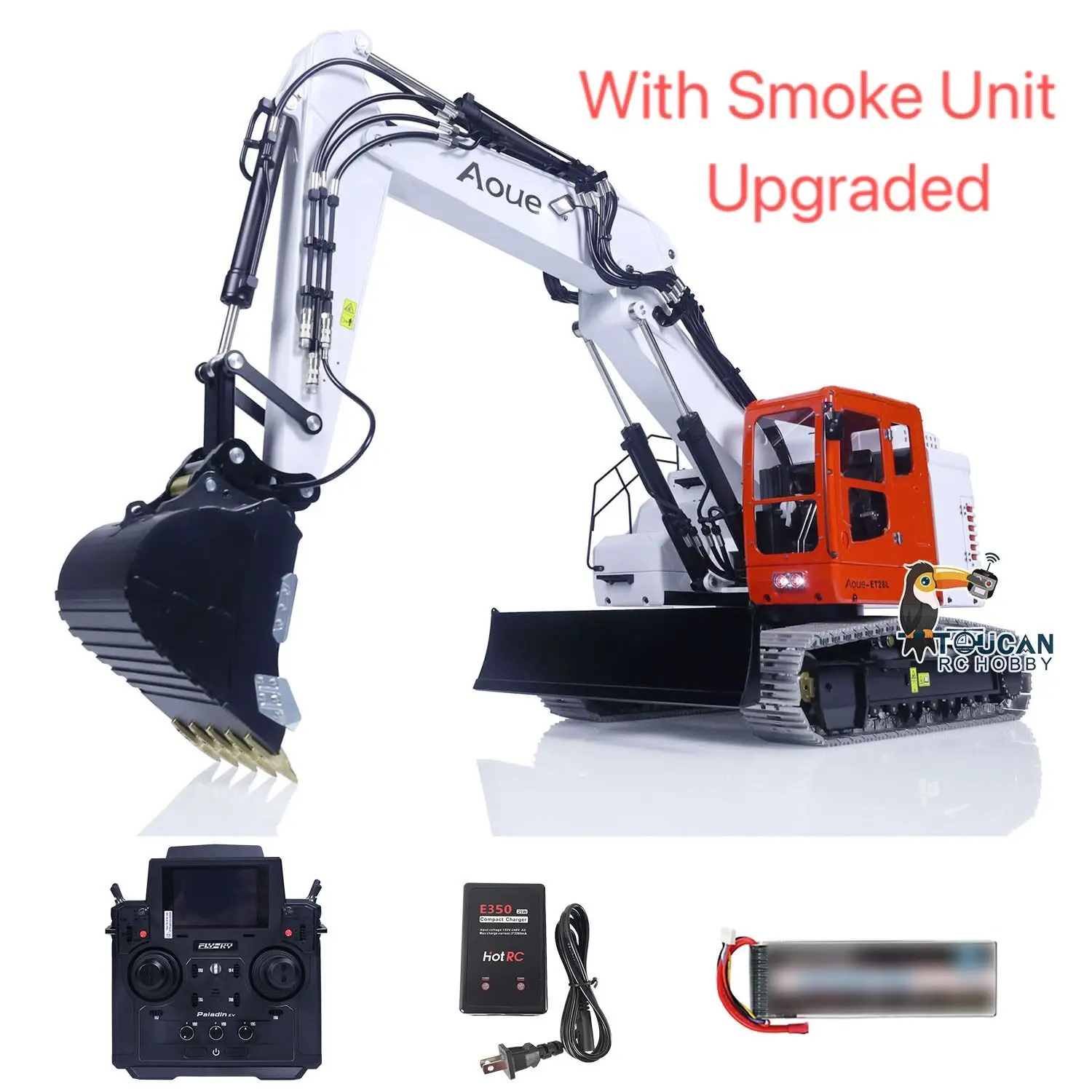 LESU 1/14 Metal Hydraulic RC Excavator Upgraded RTR Aoue ET26L Painted Remote Control Digger Model Light Sound Smok Unit Toy