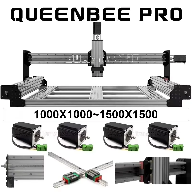25%OFF BulkMan 3D QueenBee PRO CNC Mechanical Kit Linear Rail Upgraded with Tingle Tension System Screw Driven 4 Axis Engraver