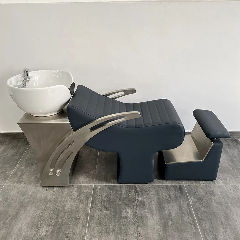 

New Arrival Beauty Salon Equipment Stainless Steel Washing Bed Modern Barbershop Shampoo Chair For Sale