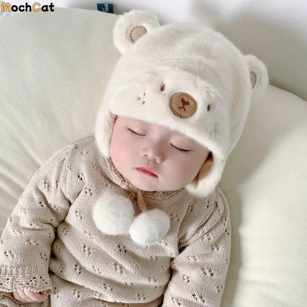 

Lovely Winter Baby Bear Hats Soft Outdoor Newborn Bonnet Hats Fleece Wool Ear Protection Boys Girls Beanie Cap Toddler