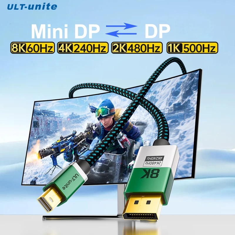 8K Mini DisplayPort to DP 1.4 Cable, Bi-Directional VRR & G-Sync Compatible for Thunderbolt 2 MacBook Air/Pro,Mac Mini/Pro,iMac