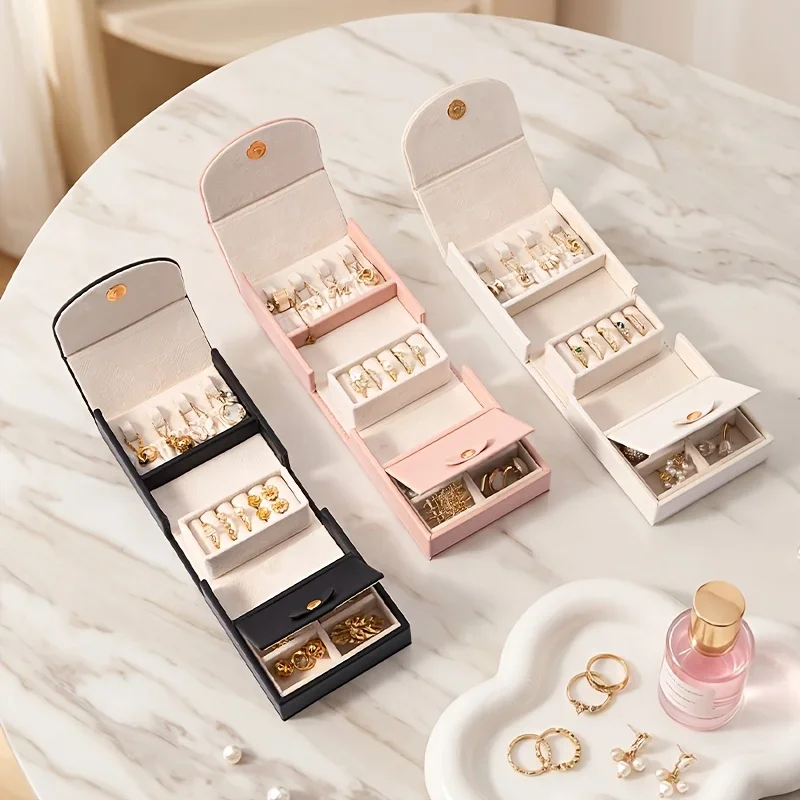 Travel Jewelry Box for Women: Travel Jewelry Organizer, Portable Small Jewelry Organizer for Earrings, Rings, Necklaces