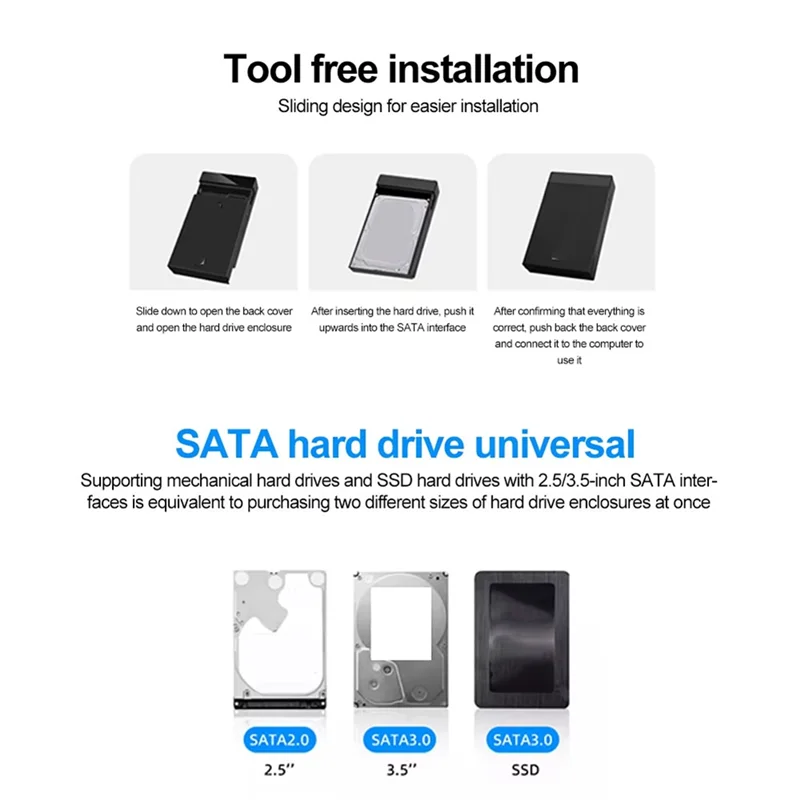 

3.5 2.5 Inch Universal HDD Case SATA To USB 3.0 Adapter 5Gbps External Hard Disk Enclosure Storage Drive Case