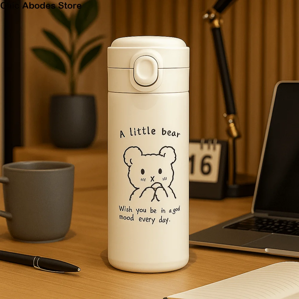 

Leak Proof Cartoon Tumbler 420ML Vacuum Insulation Kids Water Cup Minimalist Portable Bouncing Lid Cup Students Use