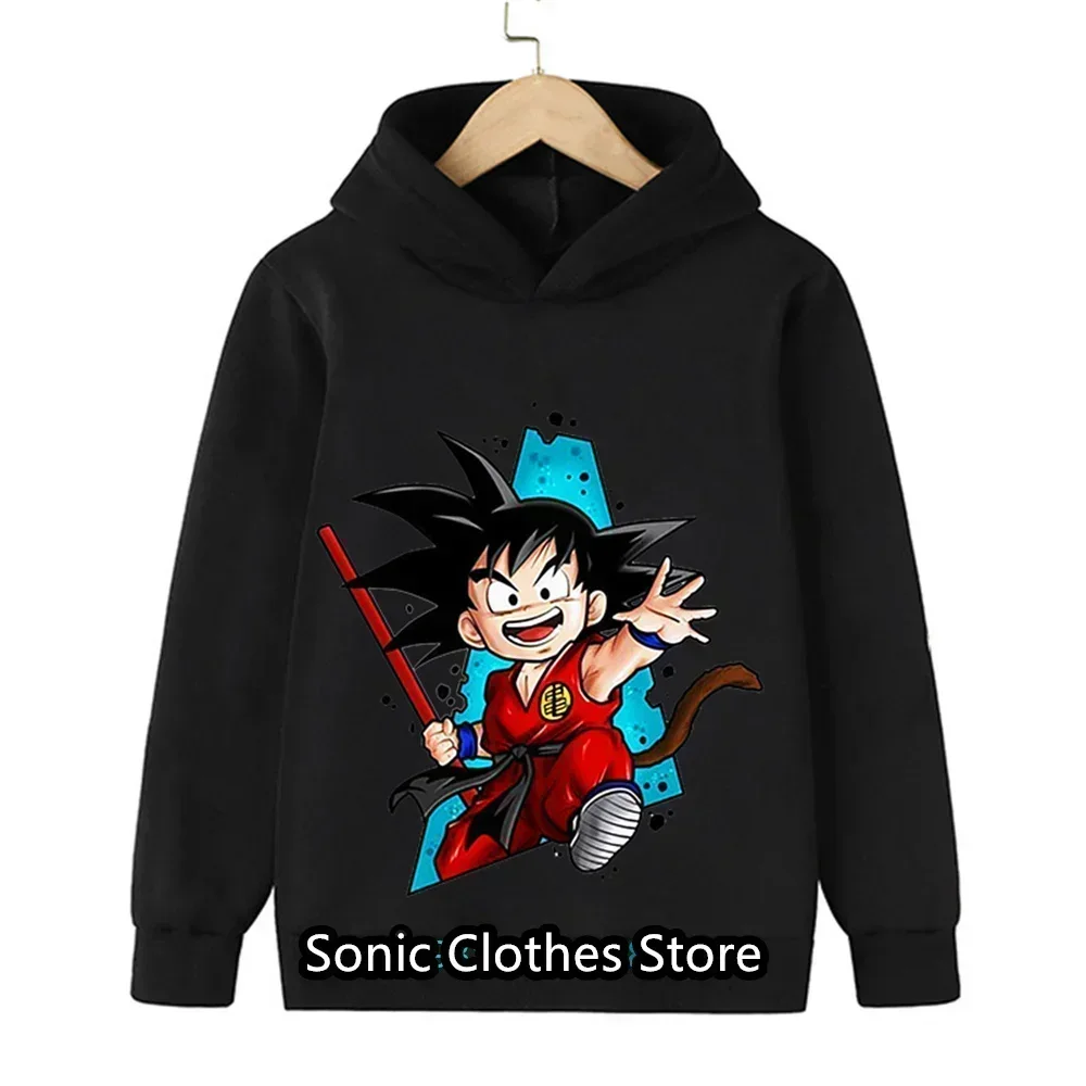 Moda Dragon Ball Z Bluza z kapturem dla dzieci Chłopcy i dziewczynki Bluza z nadrukiem 3D Luźny długi rękaw Wiosna Jesień Goku Veget Pullover