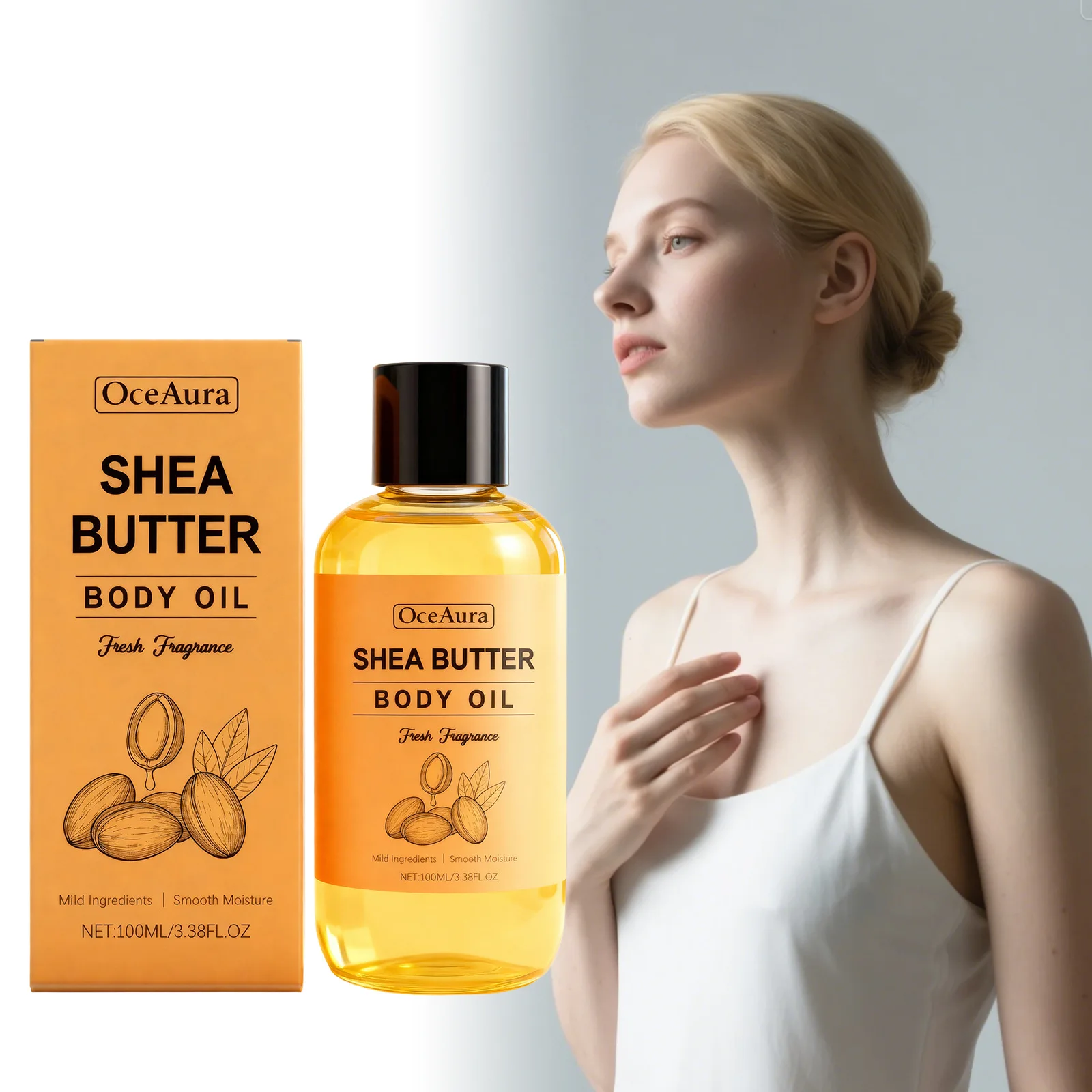 

OCEAURA Shea Butter Body Oil Enhance Elasticity Eliminate Fine Line Deep Hydrate Improve Roughness Brighten Luster Body Care Oil