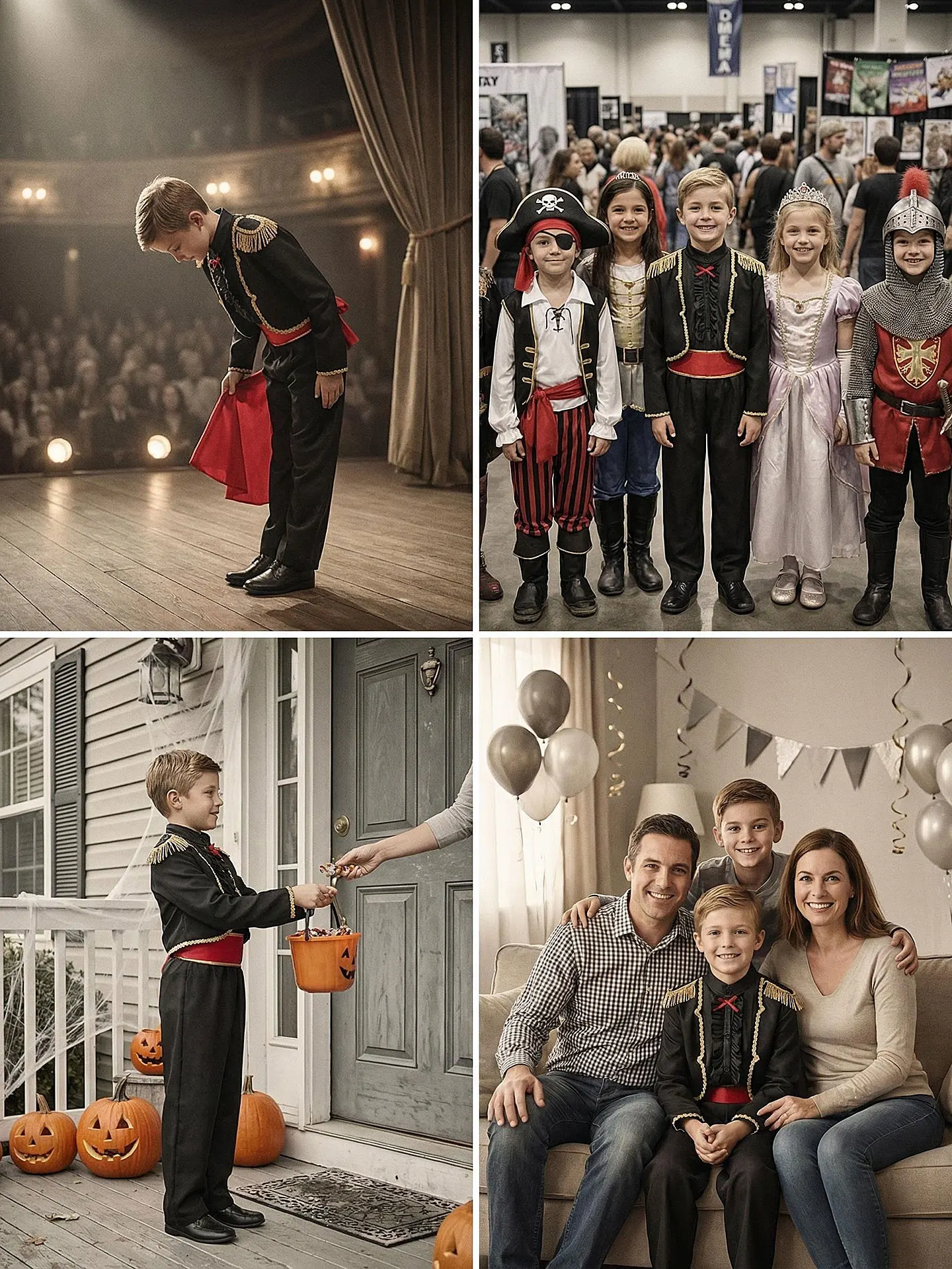 Kids/Adults Spanish Matador Costume, Vintage Bullfighter Outfit with Gold Trimming Red Belt, Halloween Cosplay Party Fancy Dress