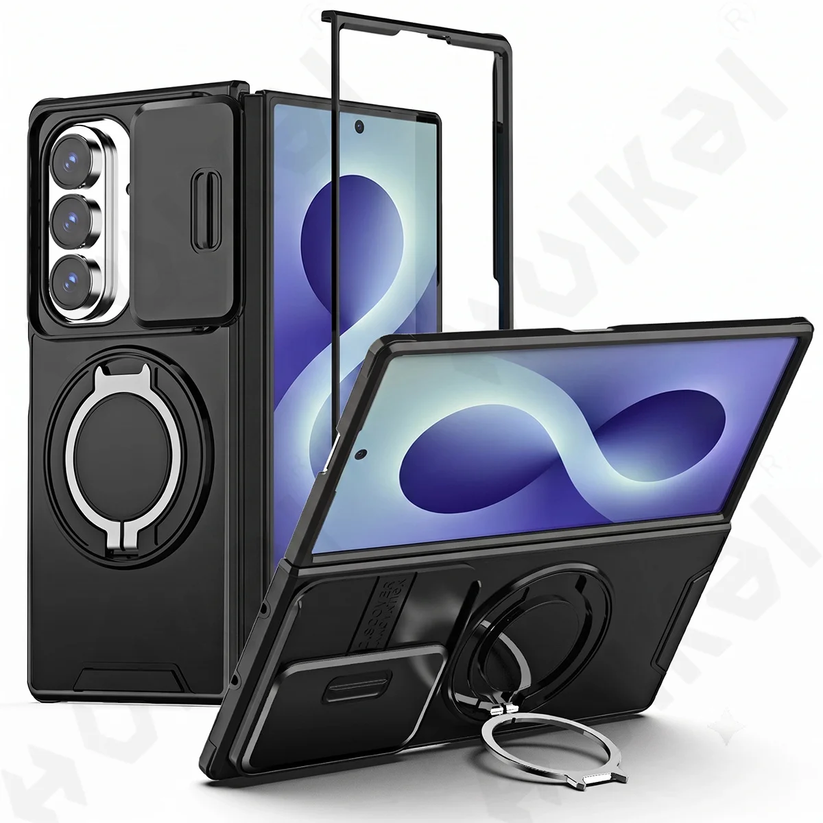 Case For Samsung Galaxy Z Fold 8 Ulltra 7 6 5 Degree Ring Bracket Slide Lens Camera Duty Armor Rugged Military Grade Cover
