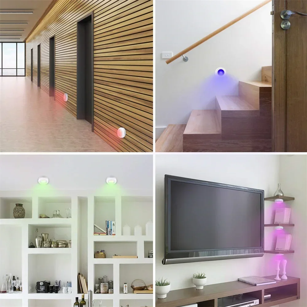 Luz nocturna con Sensor táctil para debajo del gabinete, lámpara de pared inalámbrica RGB con batería, 16 colores, atenuación, decoración de armario de cocina