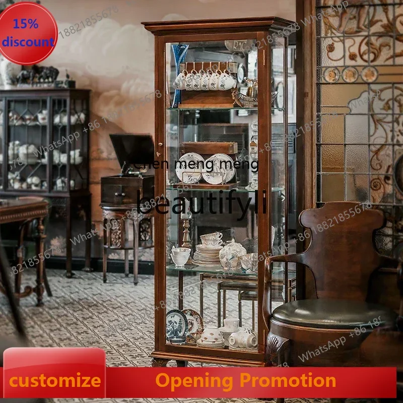 

S7486teae Classic furniture teak glass display cabinet, side cabinet