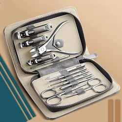 12 pcs Premium Nail Clipper Kit with Leather Case Includes Nail Clippers Manicure Set - Perfect Gift for Men and Women