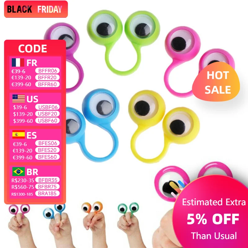 10Pcs Children's Plastic Mini Finger Eye Kindergarten Reward Small Gifts Party Mischief Tool Funny Wiggle Eyeball Finger Puppet