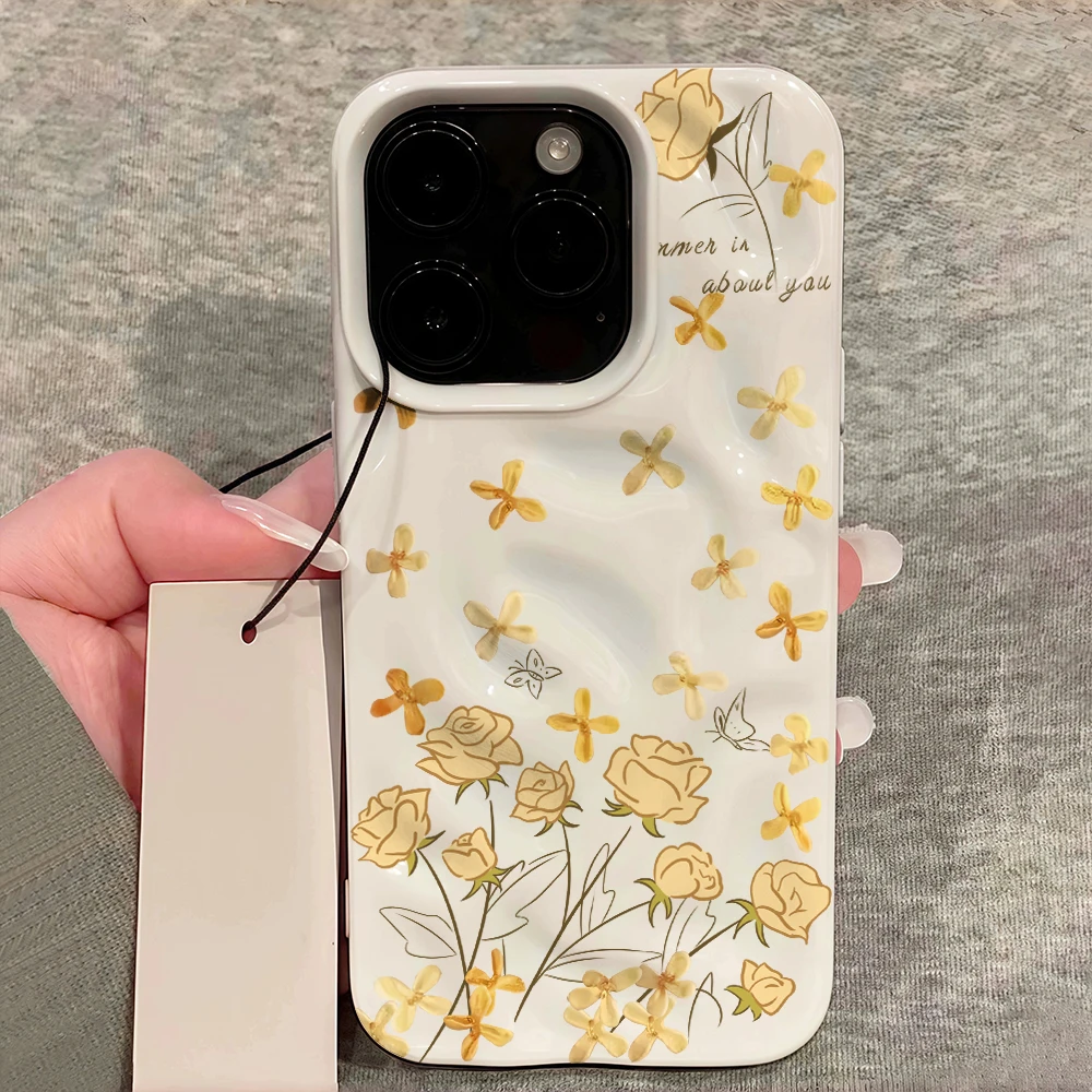 Einfaches Blumen-Kreativdesign Weiche Silikon-Handyhülle für iPhone 17 16 15 14 13 12 11 Pro Max 14 Plus 17Air Falten-Wellen-Design – Detail 12