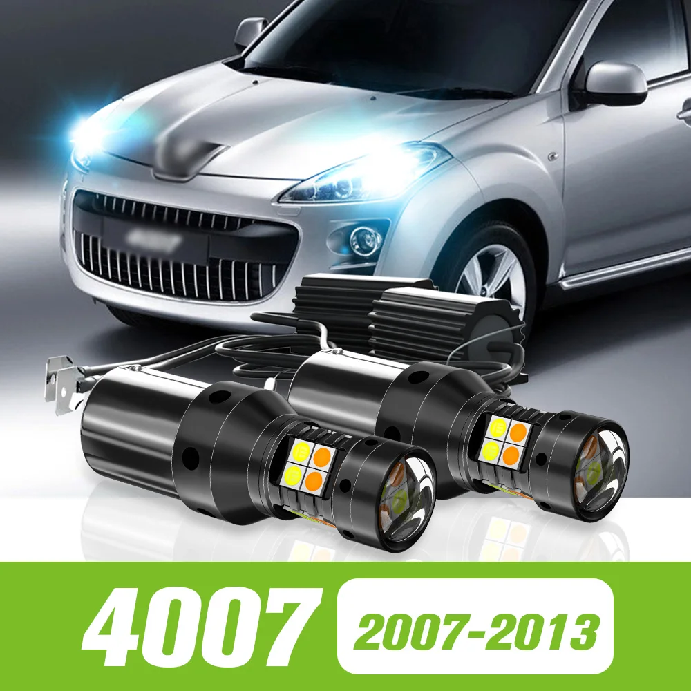 

2pcs For Peugeot 4007 2007-2013 Dual Mode LED Turn Signal+Daytime Running Light DRL 2008 2009 2010 2011 2012 Accessories