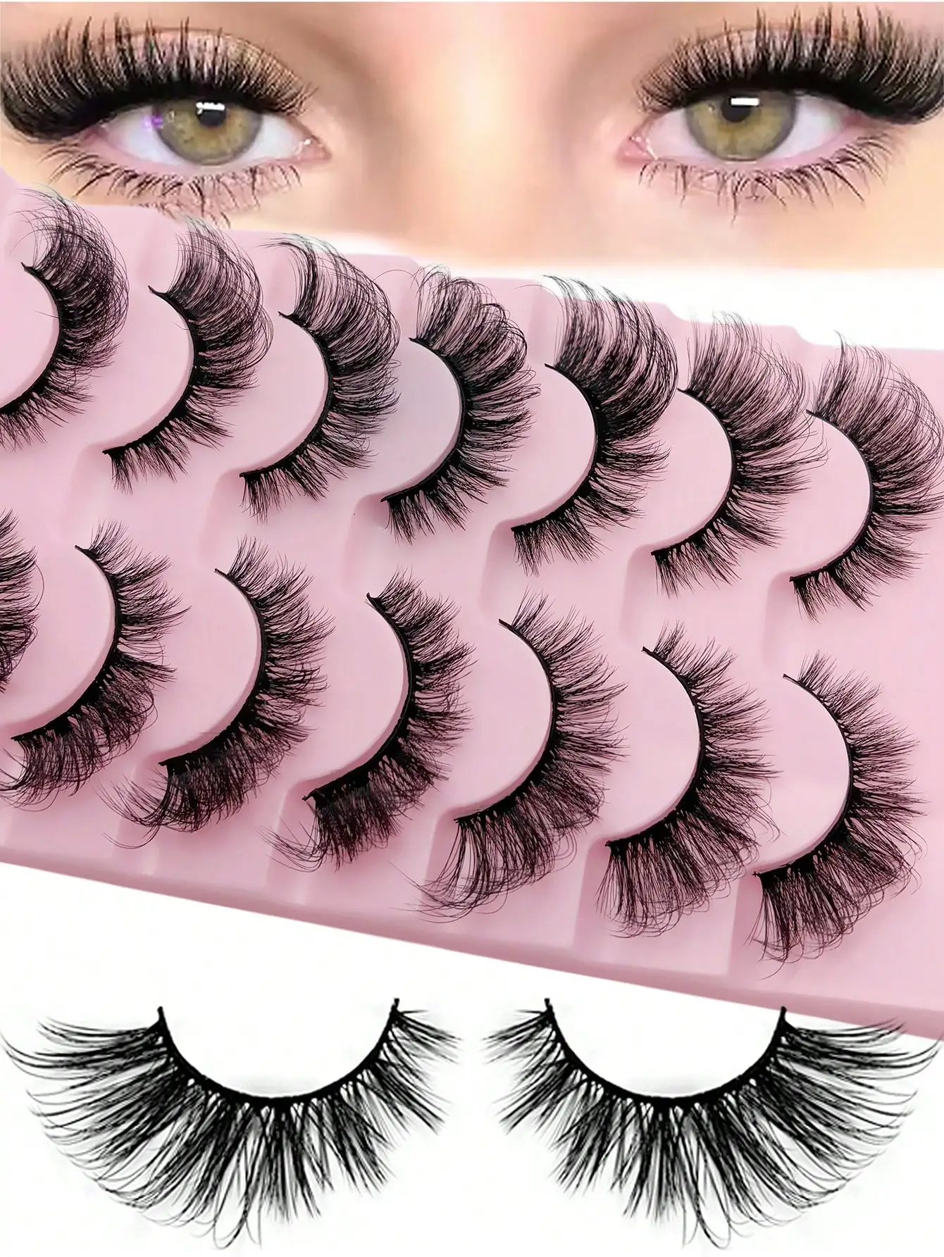 Fox Eye Falsche Wimpern 7 Paar Katzenaugen-Look Natürliche Flauschige Dichte Verlängernde Außenwinkel-Cosplay-Wimpern – Detail 3