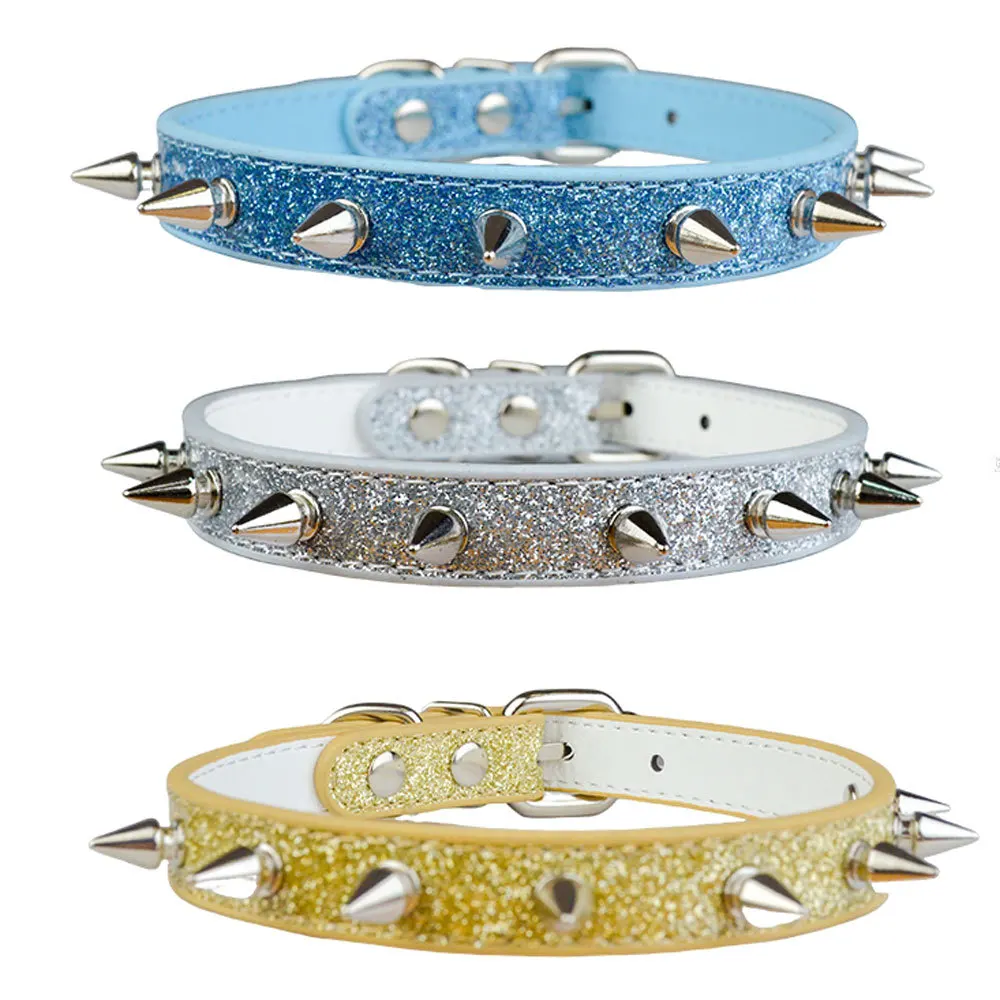 Punk-Style Nieten-Halsband mit Leine, Verstellbares Katzen- und Hundegeschirr für Kleine und Mittelgroße Hunde und Katzen, Trendige Metall-Spike-Choker-Halskette – Detail 7
