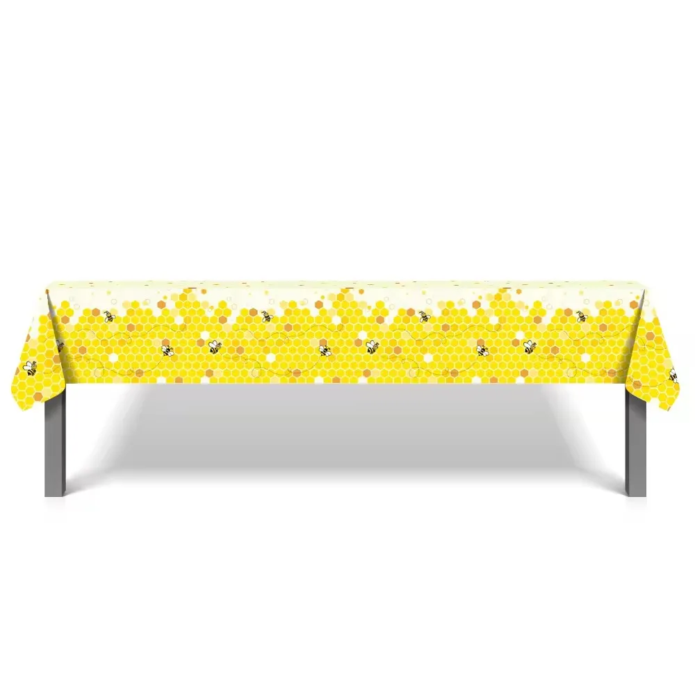 Honey Bee Honeycomb PE Table Cover Birthday Party Decorations Plastic Tablecloth Disposable Party Supplies