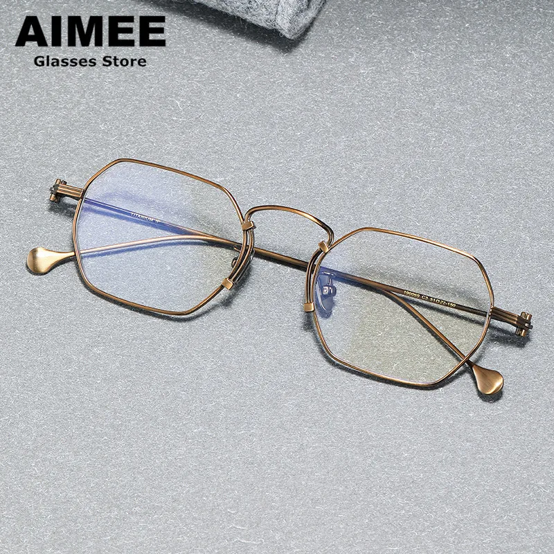 

Designer Ultra-Light Pure Titanium Glasses Frame Retro Polygonal Prescription Eyeglasses Men Women Optical Blue Light Eyewear