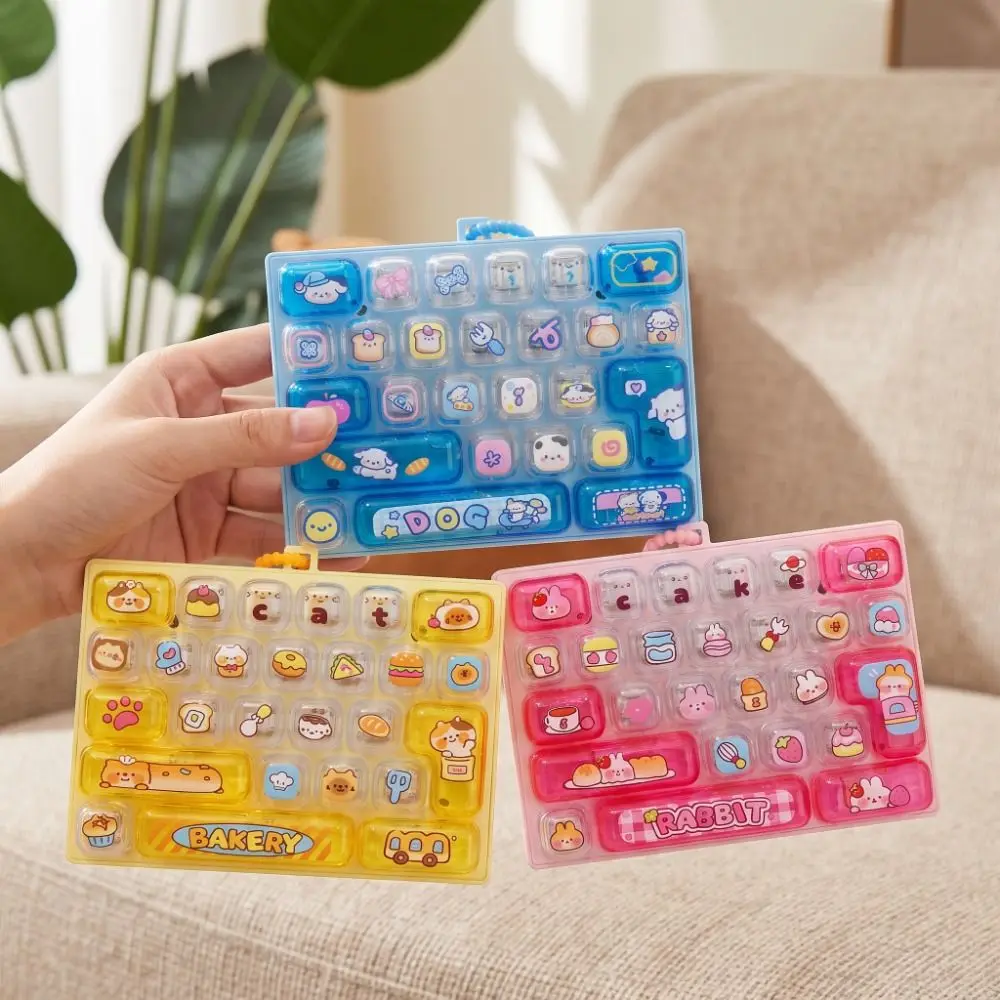 26-Key Decompression Button Transparent Dual-Tone Cute Design Mini Keyboard Pendant Simulation Keyboard Strawberry Rabbit