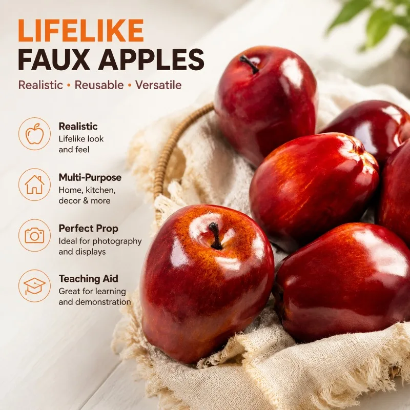 Artificial Faux Apple Fruit Fake Fruit Vegetable Home Kitchen Decor Photography Prop Teaching Tool