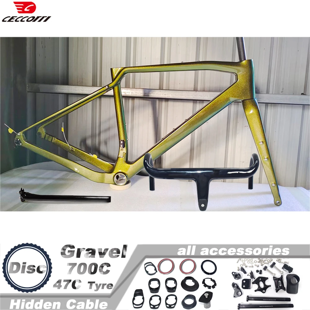 CECCOTTI Customizd Color For Gravel frame T1000 Full Carbon Gravel Frameset Full hidden cable bicycle frameset