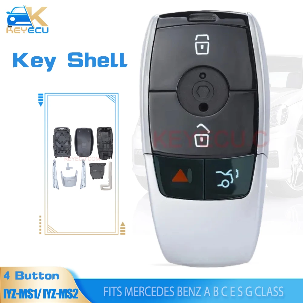 KEYECU 4 przyciski inteligentna zdalna obudowa klucza Case Fob dla Mercedes Benz A B C E S G klasa 2019 2020 2021 2022