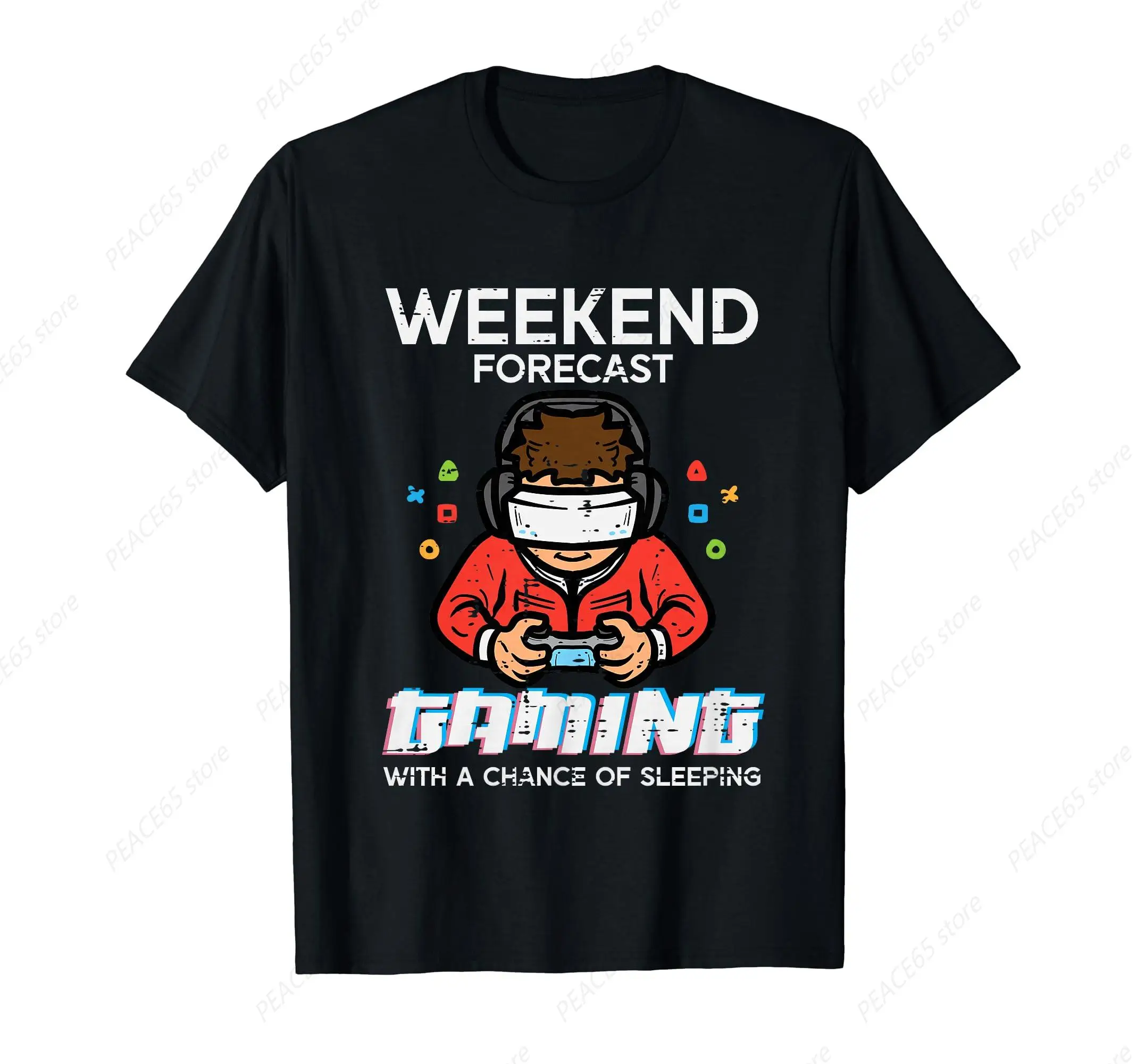 

Gamer Weekend Forecast Gaming Sleeping Boys Kids Men Teens T-Shirt