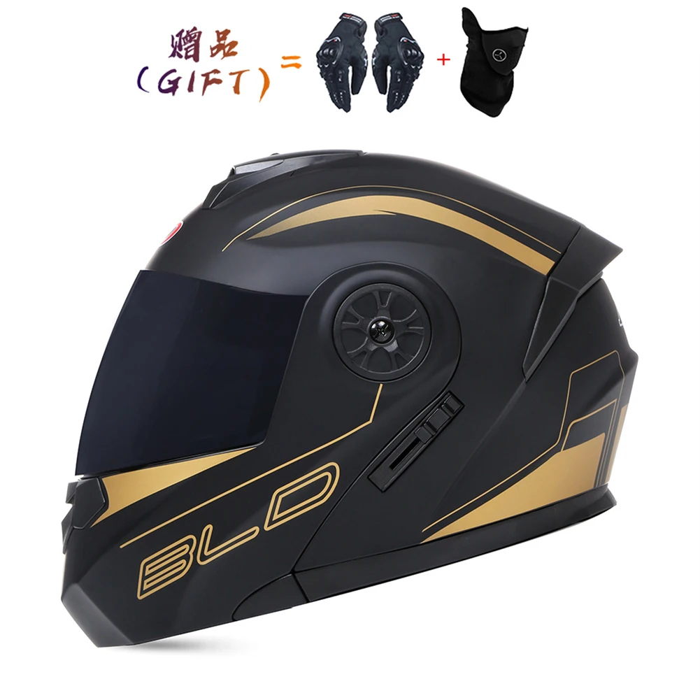 2024 Flip Up Dual Lens Motorcycle Helmet Motorbike Modular Motocross Moto Crash Full Face Helmets Unisex Winter Riding Accessory