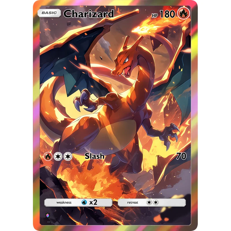 5Pcs Charizard Trading Cards Set Full Art Fire Dragon Collectible Game Cards for Kids Fans Gift Collection view 4
