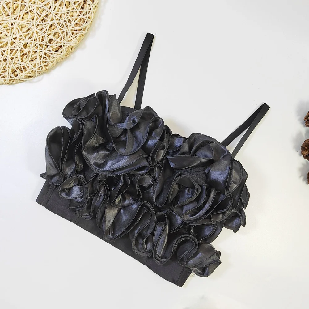 عبر الحدود TEMU Fibone المحاصيل الأعلى لباس خارجي ort موجة الدانتيل تقليم ter سترة المرأة Brtte تانك الأعلى طول #2