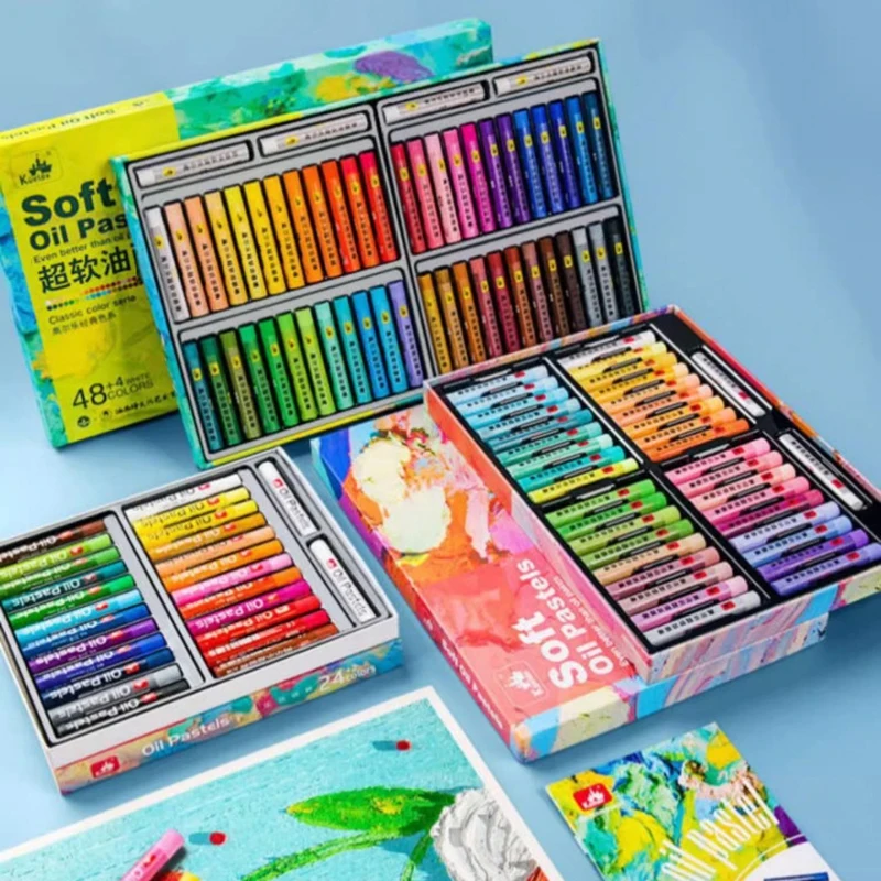 Juego de palillos suaves al óleo para niños, pintura profesional para dibujar, crayones de Arte de Graffiti, lavables, 24/36/48 colores