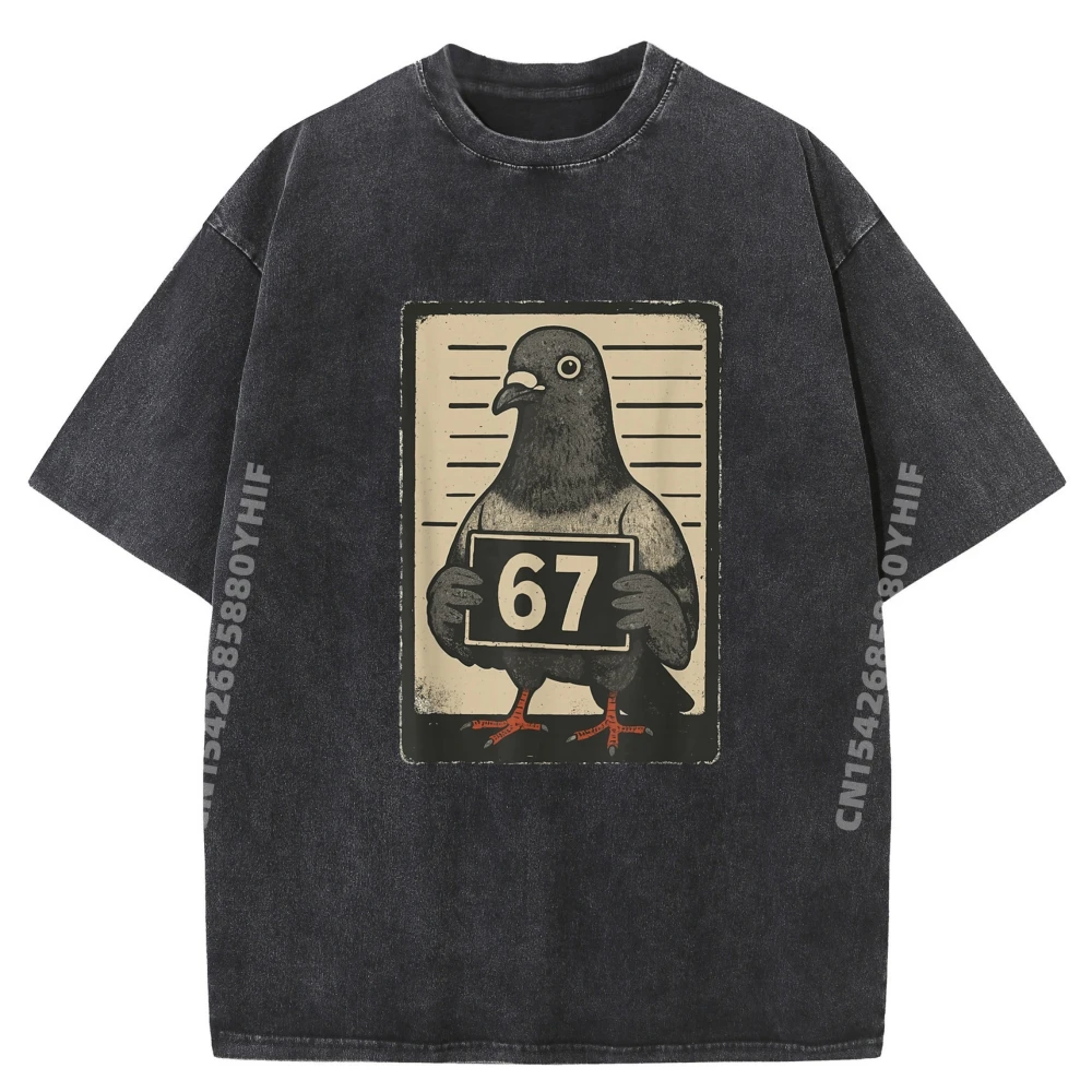 Lustiges Six Seven Meme 67 Tauben-Fahndungsfoto Viraler Internet-Trend Grafik-T-Shirts Herren Baumwolle Unisex T-Shirt Männer Gruppe