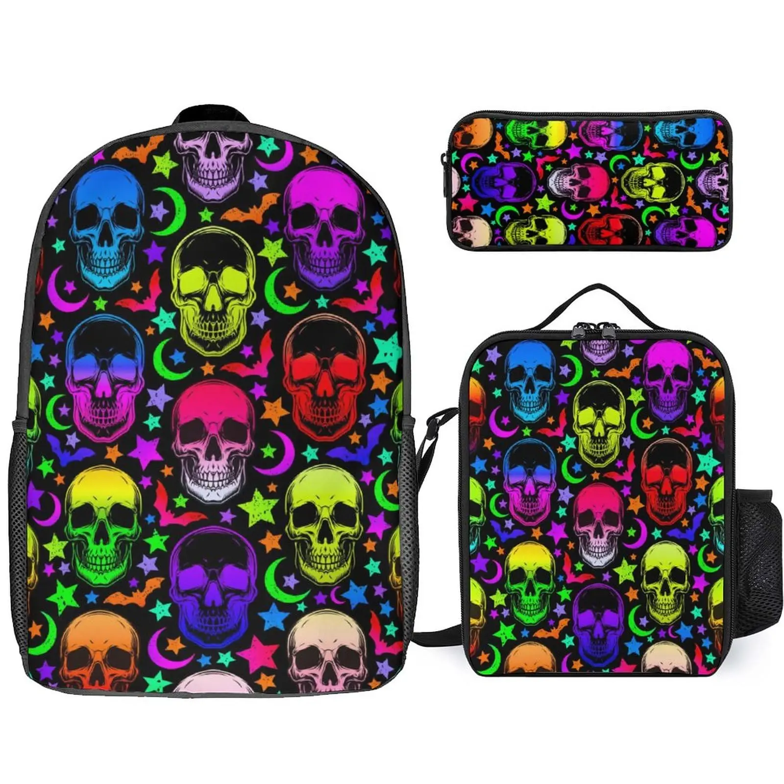 

Gothic Skull Funny Skeleton Print 3Pcs Schoolbag Boys Girls Backpack for Primary Student Schoolbags Large Capacity Backpack