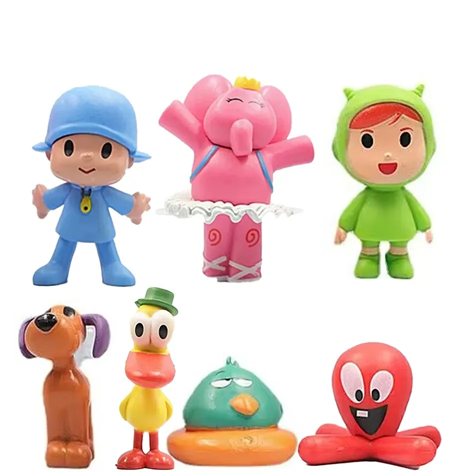 Figuras de Acción de Anime y Dibujos Animados de Pocoyo, Loula, Sleepy Bird, P Youyou, Muñecas de Plástico para Decoración de Pasteles, Figuras de PVC de Elly Pato