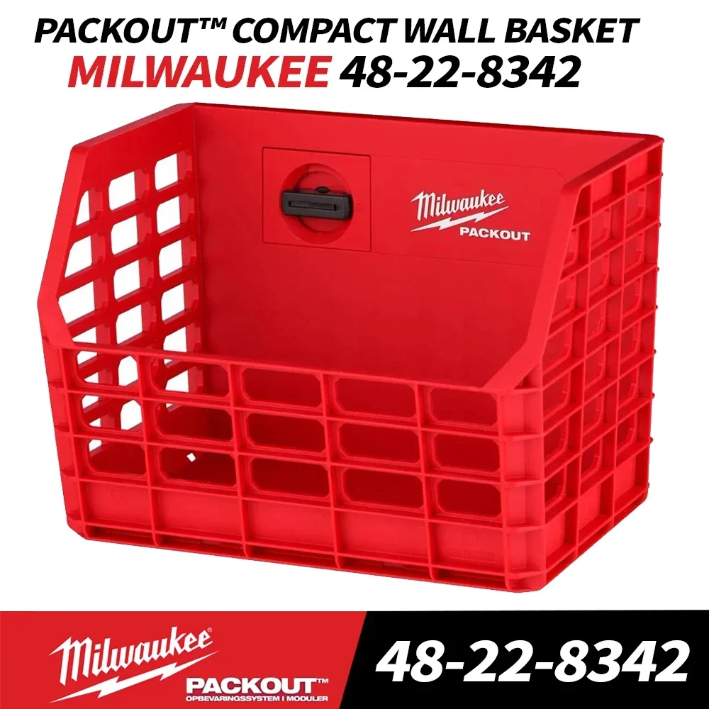 Milwaukee 48-22-8342 PACKOUT™ Compact Wall Basket Load Bearing 20 Pounds Deposit Drill Bit Box Glove Spare Parts MILWAUKEE Tools