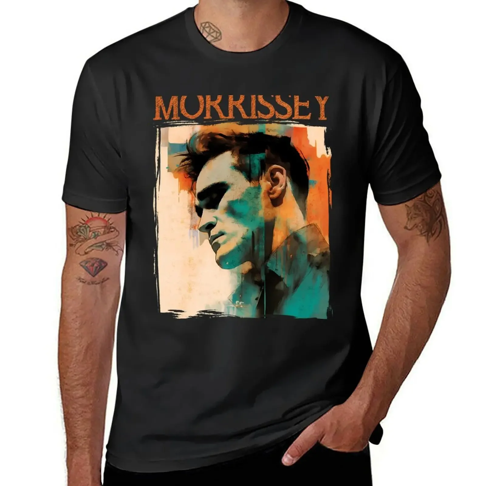 

morrissey 80s 90s moz illustration art work T-Shirt plain anime figures men workout shirt
