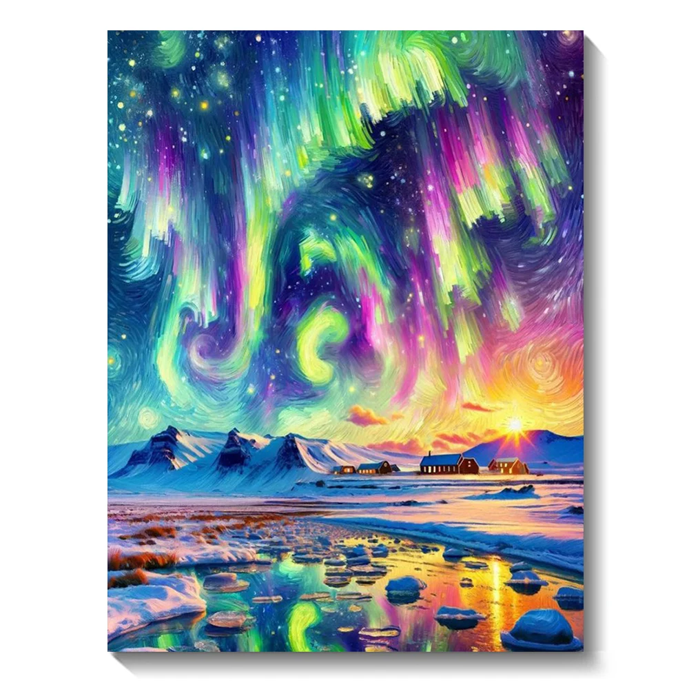 5D-Diamant-Malerei-Set, Aurora-Schloss, Landschaft, komplett, quadratisch/rund, Diamant-Mosaik, Stickerei, Kreuzstich, Heimdekoration, Kunstwerk