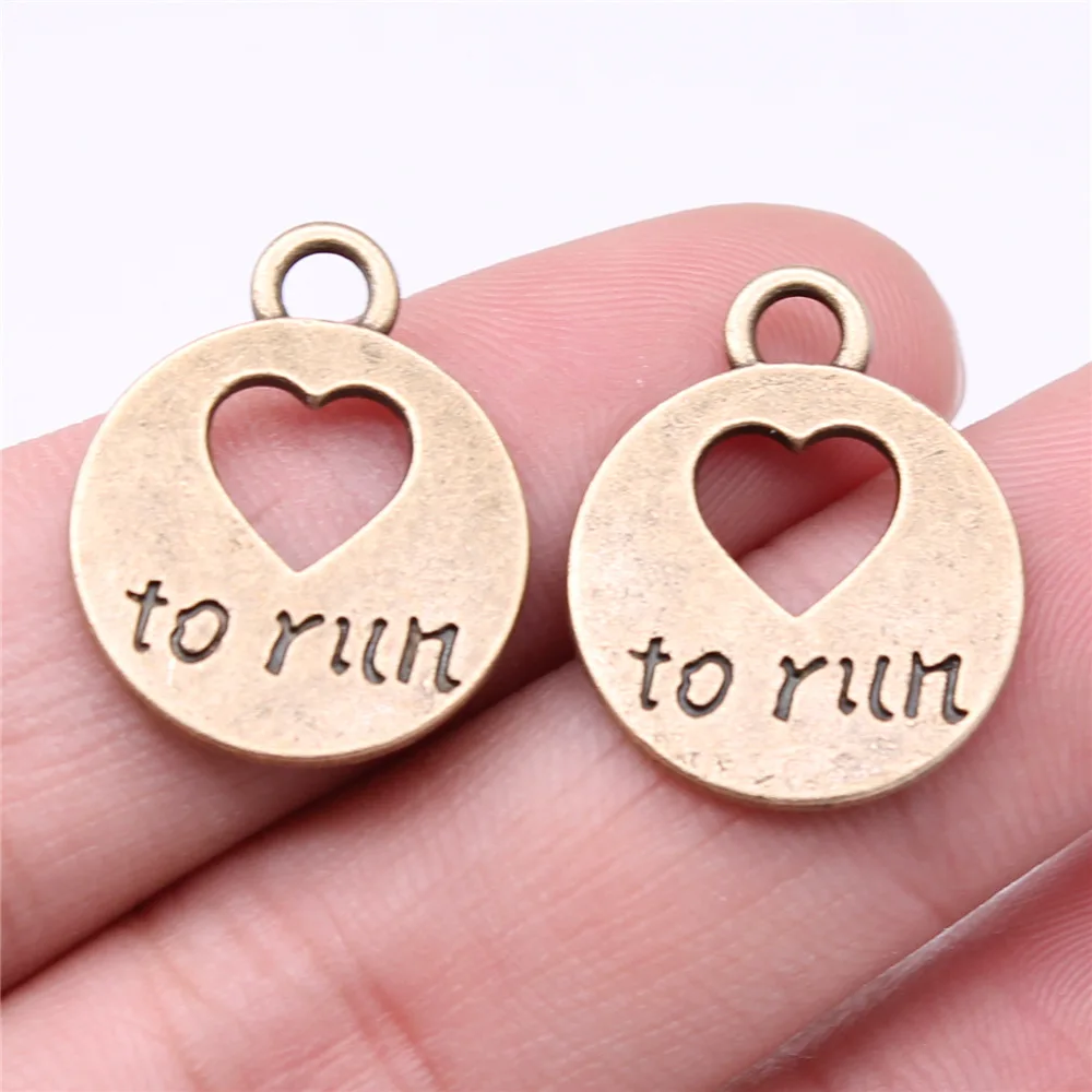 WYSIWYG 10 шт., 22x18 мм, античная бронза, цвет «Love To Run», подвески для рукоделия, искусственные ювелирные изделия